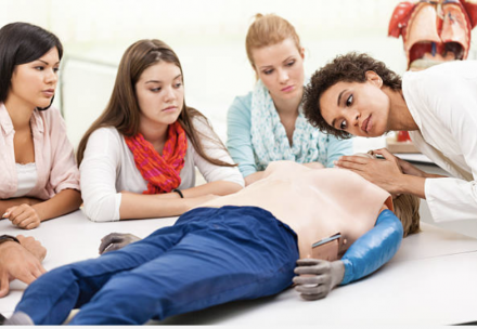 Students practicing first aid techniques in the HLTAID011 Provide First Aid course at NSTA Hillcrest in Brisbane