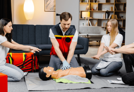 Participants receiving first aid training at NSTA Hillcrest near Brisbane