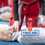 Trainer demonstrating CPR techniques during a first aid course in Brisbane, QLD