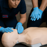 Student practising CPR during Advanced First Aid Course in Brisbane