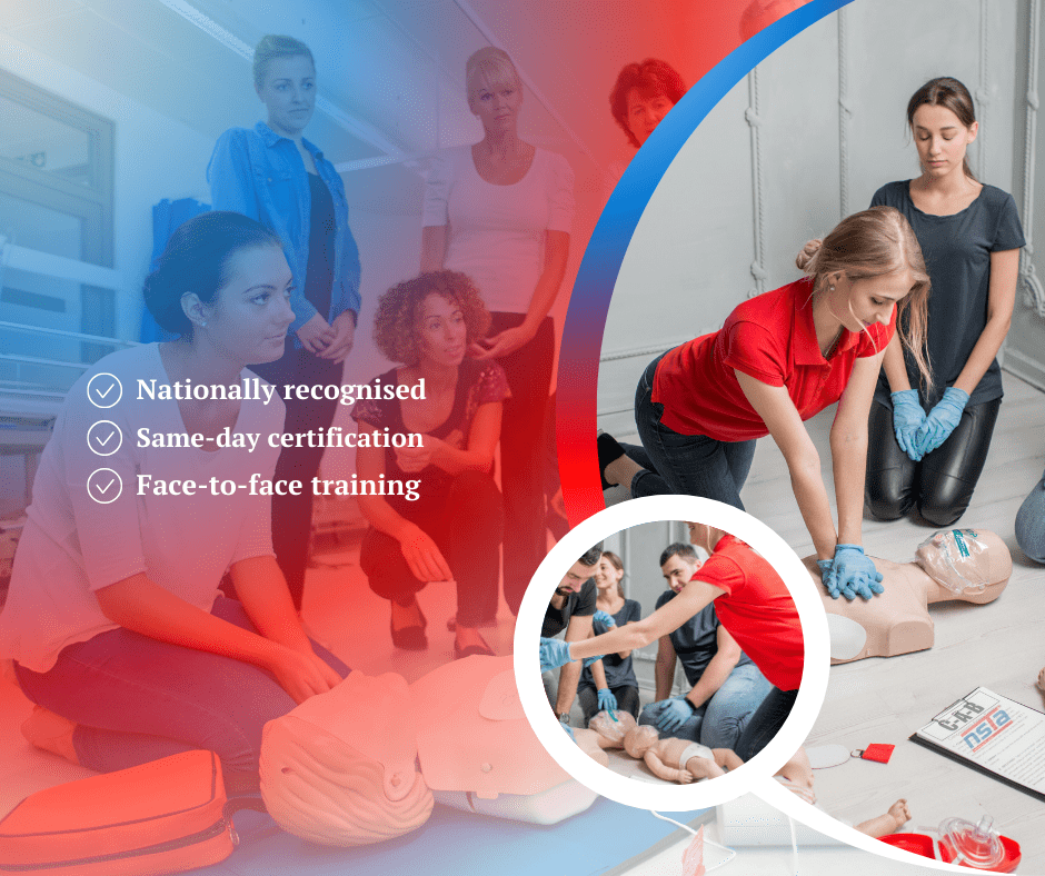 Students practising CPR during first aid training in QLD